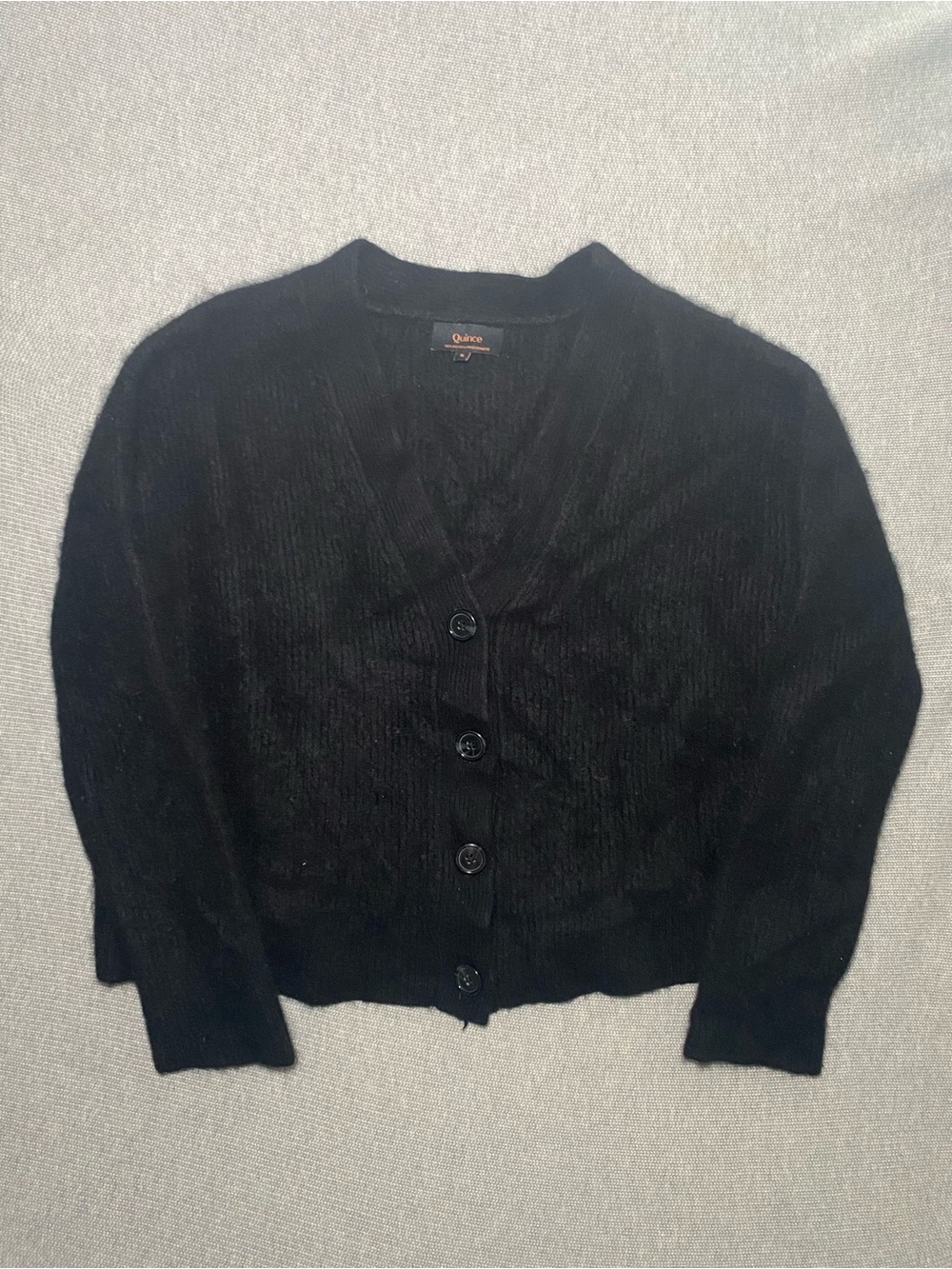 Quince Mongolian Cashmere Fisherman Cropped Cardigan Black S Minimalist